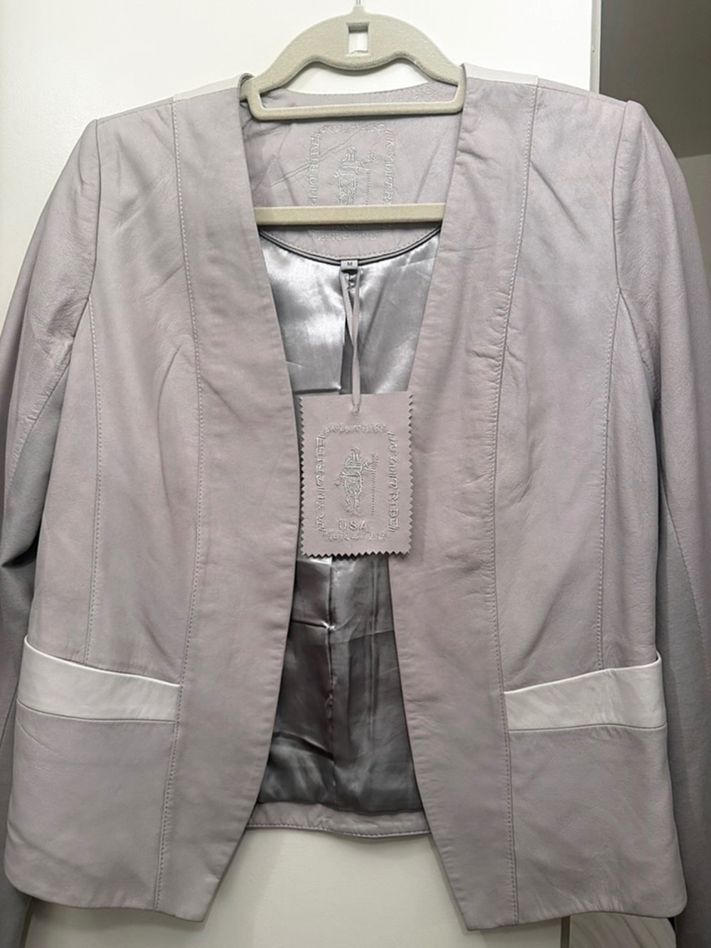 NWT My Tribe 100% genuine leather Grey Jacket/Blazer